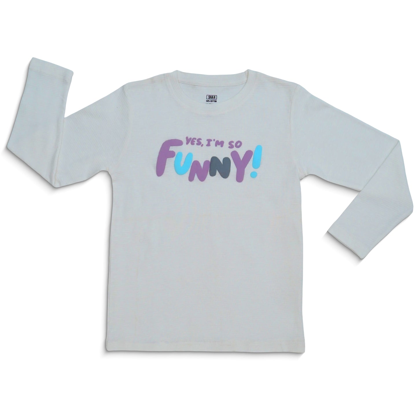Boys Cream & Multi-Color "Funny" Slogan Long Sleeve T-Shirt
