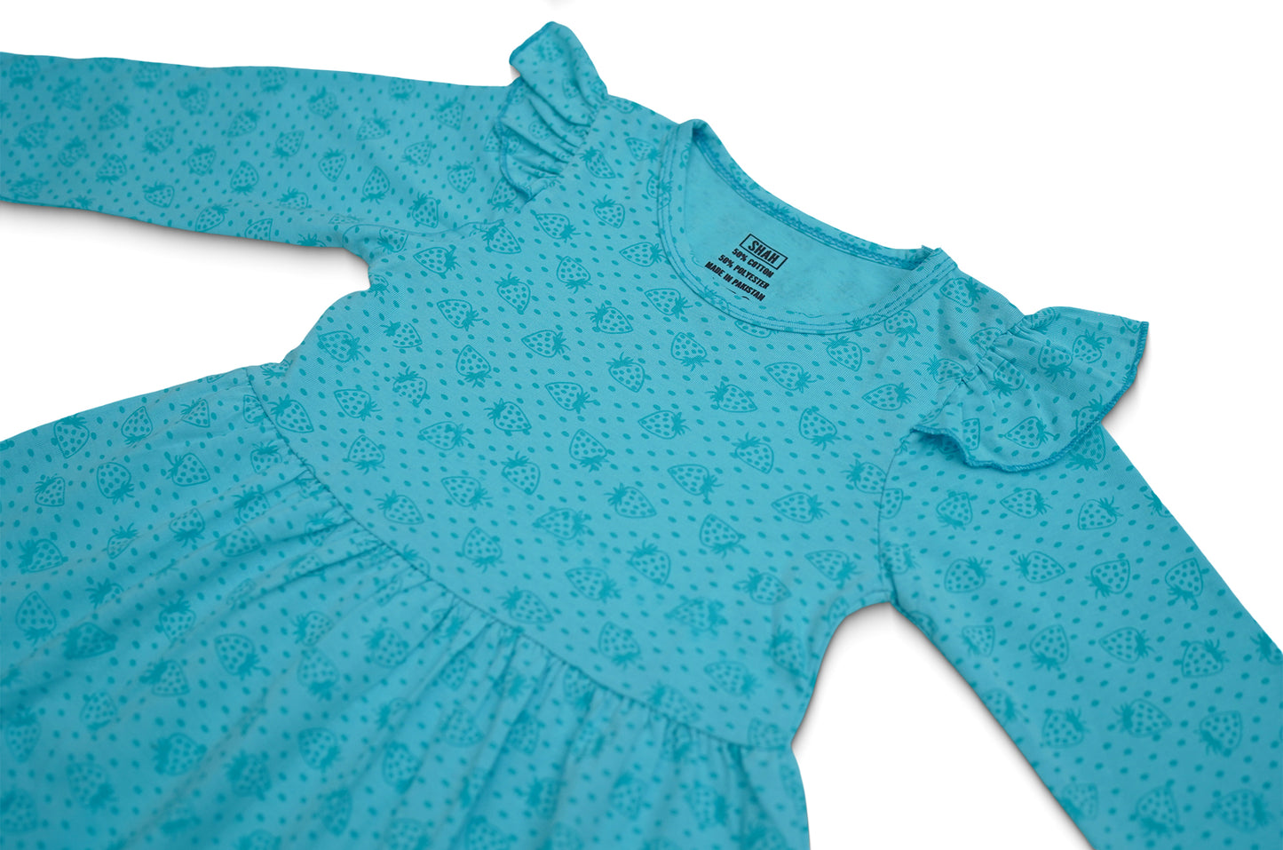 Girls Sky-Blue Ruffle Frock