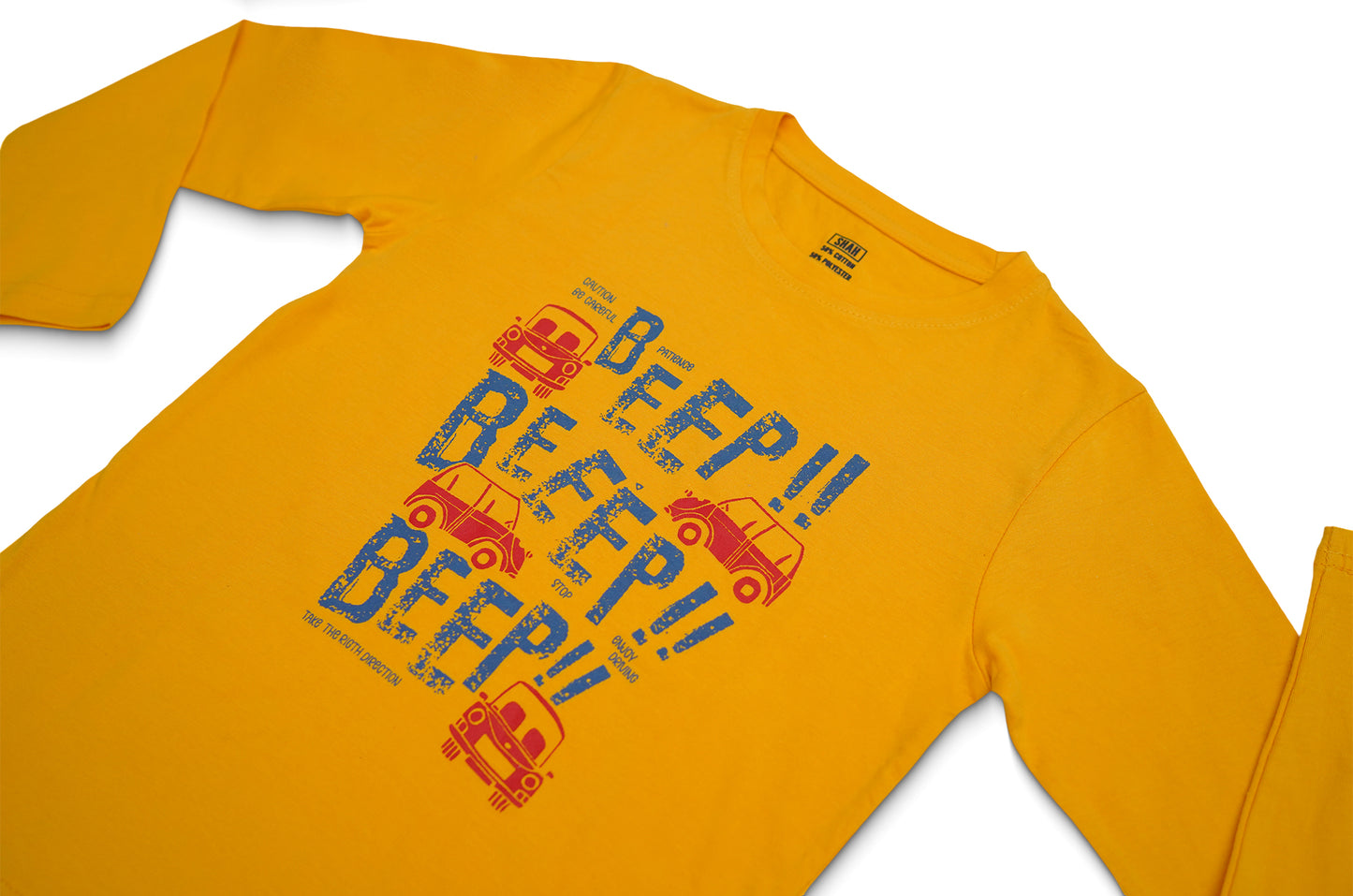 Orange Car Print Long Sleeve T-Shirt for Boys