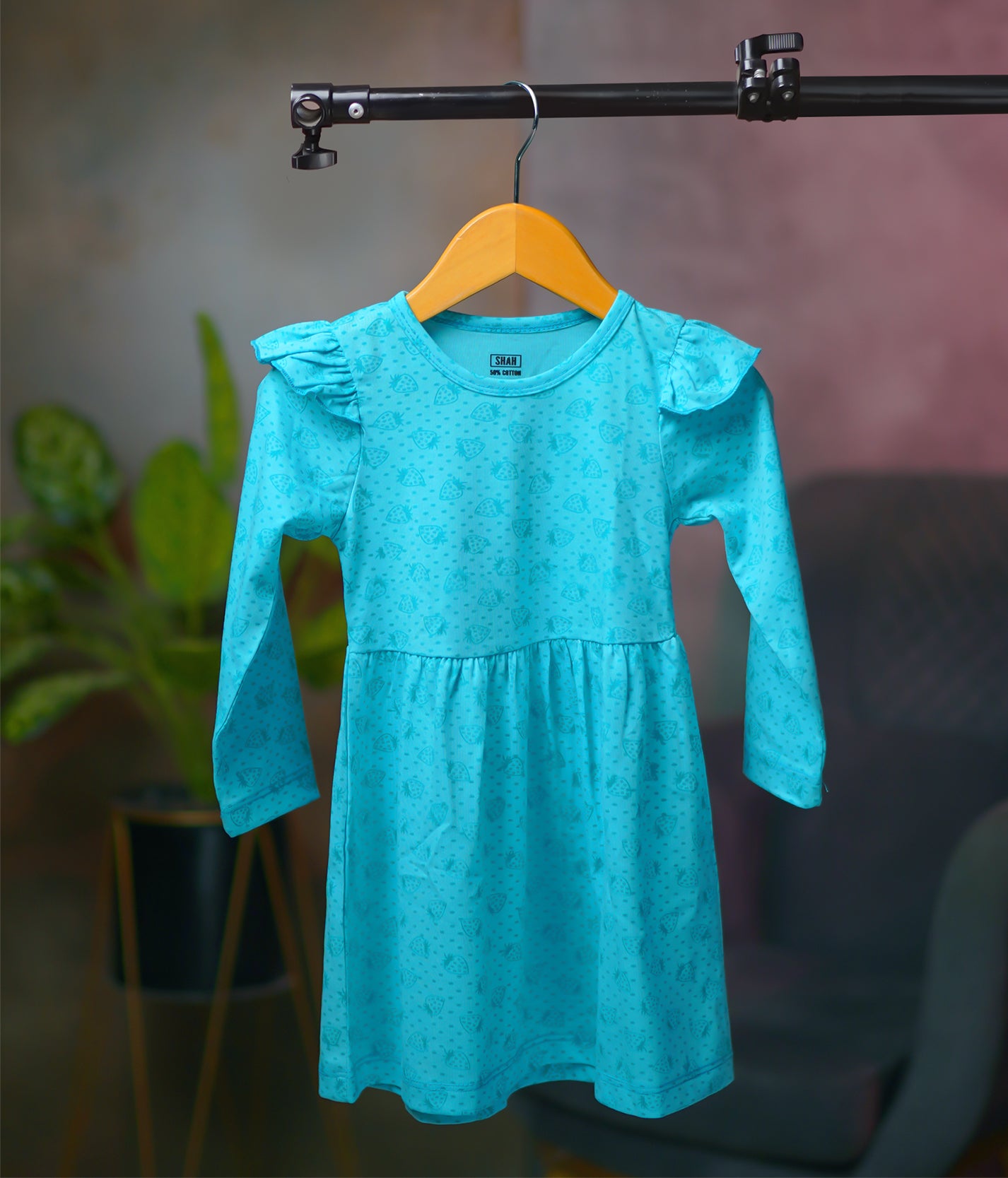 Girls Sky-Blue Ruffle Frock