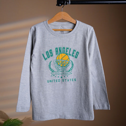 Boy's Grey LA Basketball Top