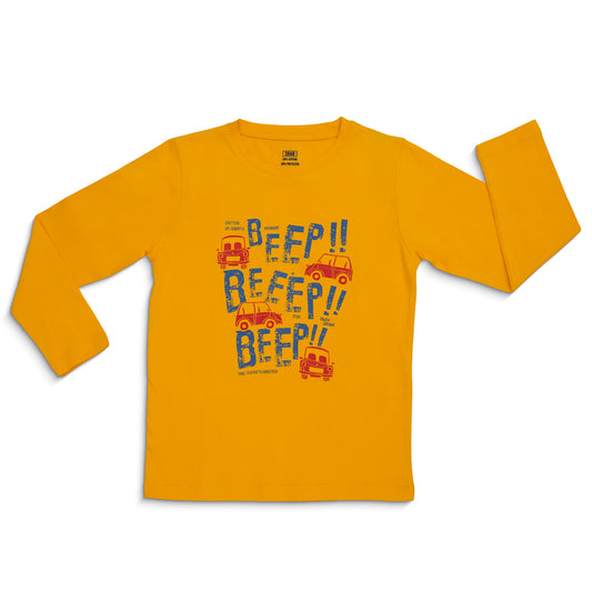 Orange Car Print Long Sleeve T-Shirt for Boys