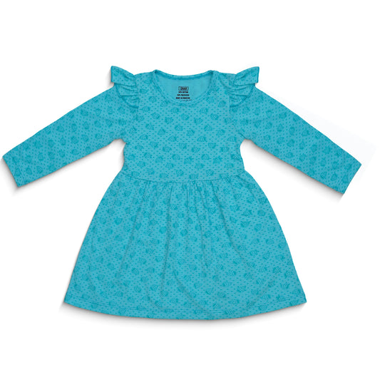 Girls Sky-Blue Ruffle Frock