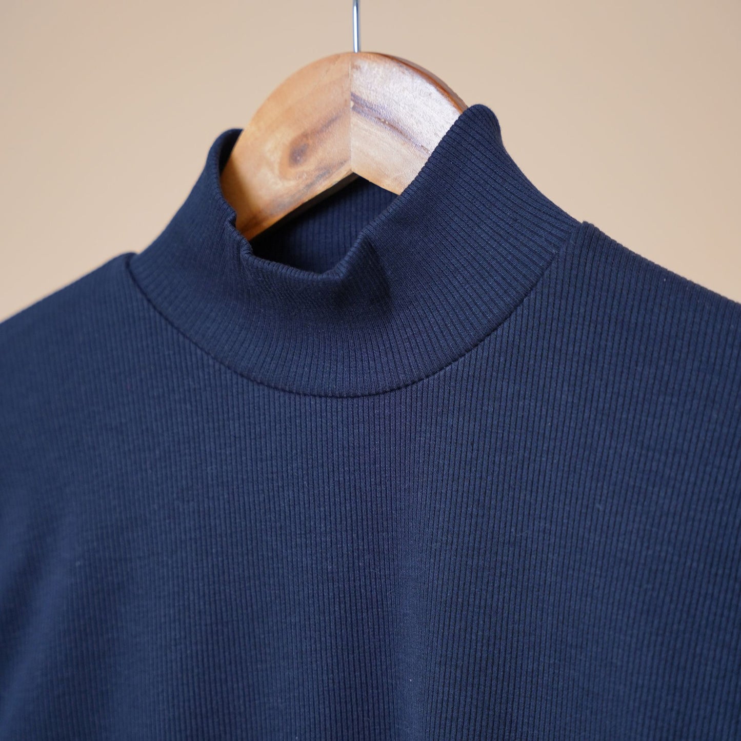 Men's Navy Rib Knit Mock Neck Sweatshirt