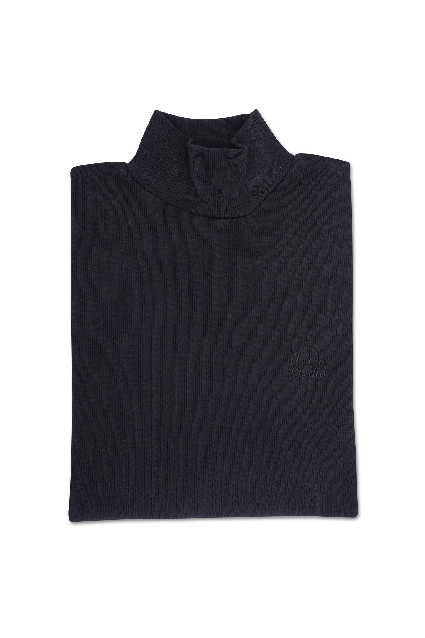 Men's Classic Black Cotton Blend Mock Jumper