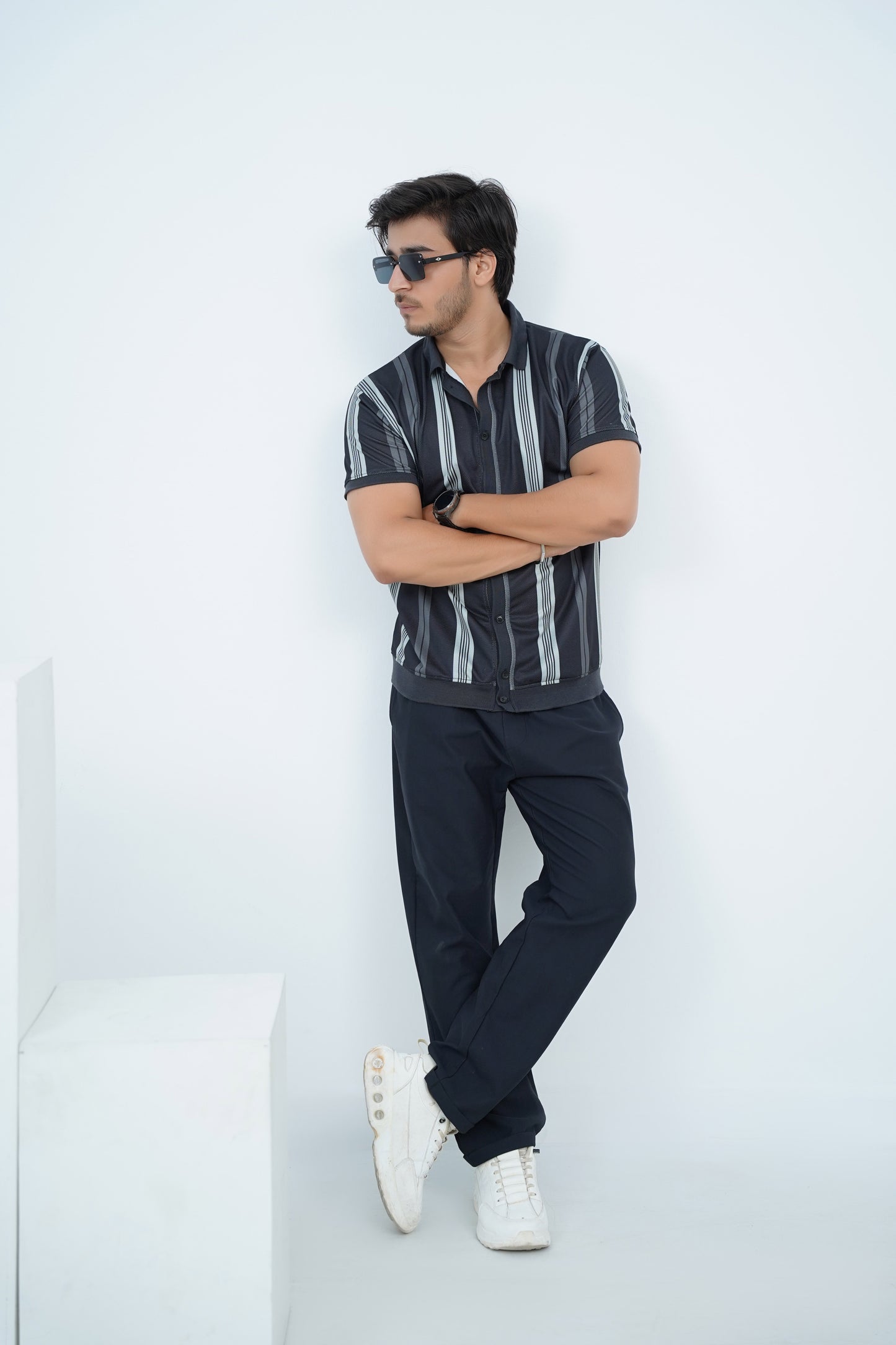 Midnight Stripe Polo Tee
