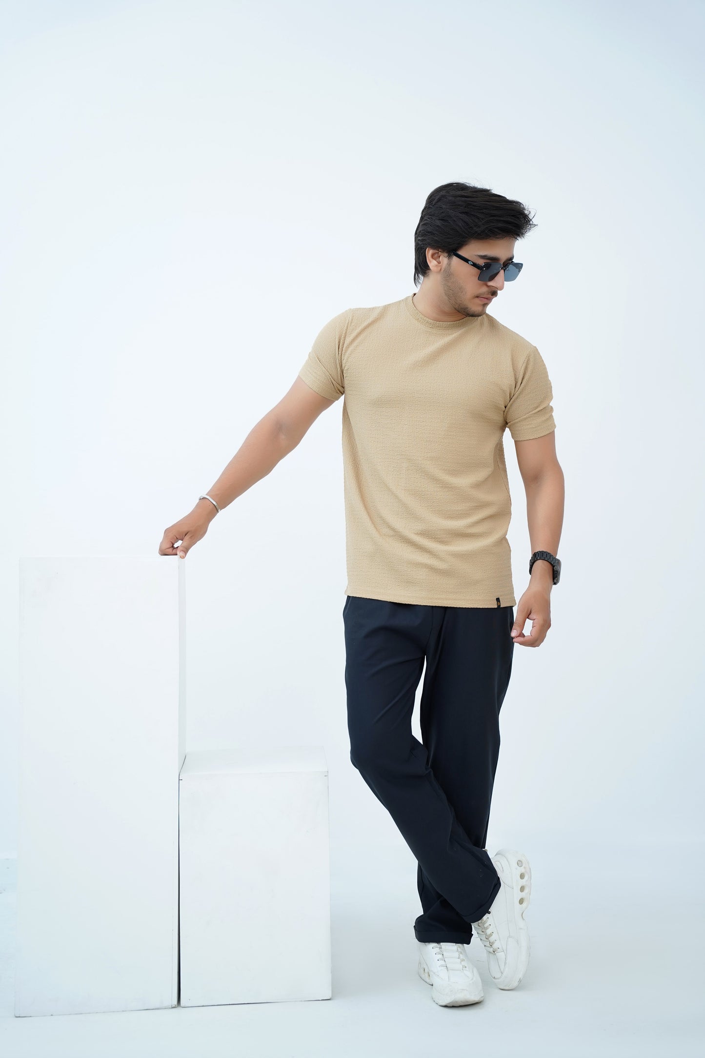 Classic Camel Beige Textured Tee