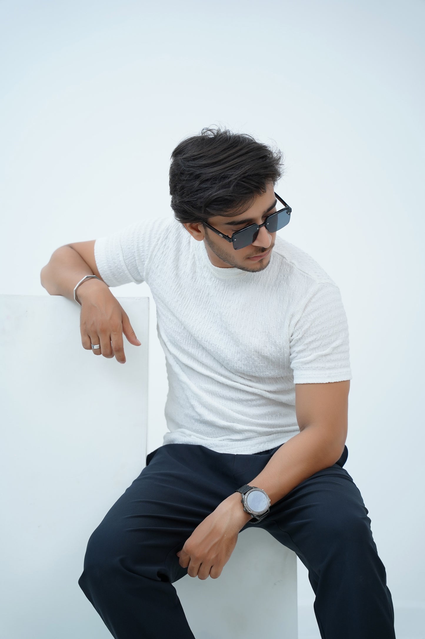 Classic White Textured Tee