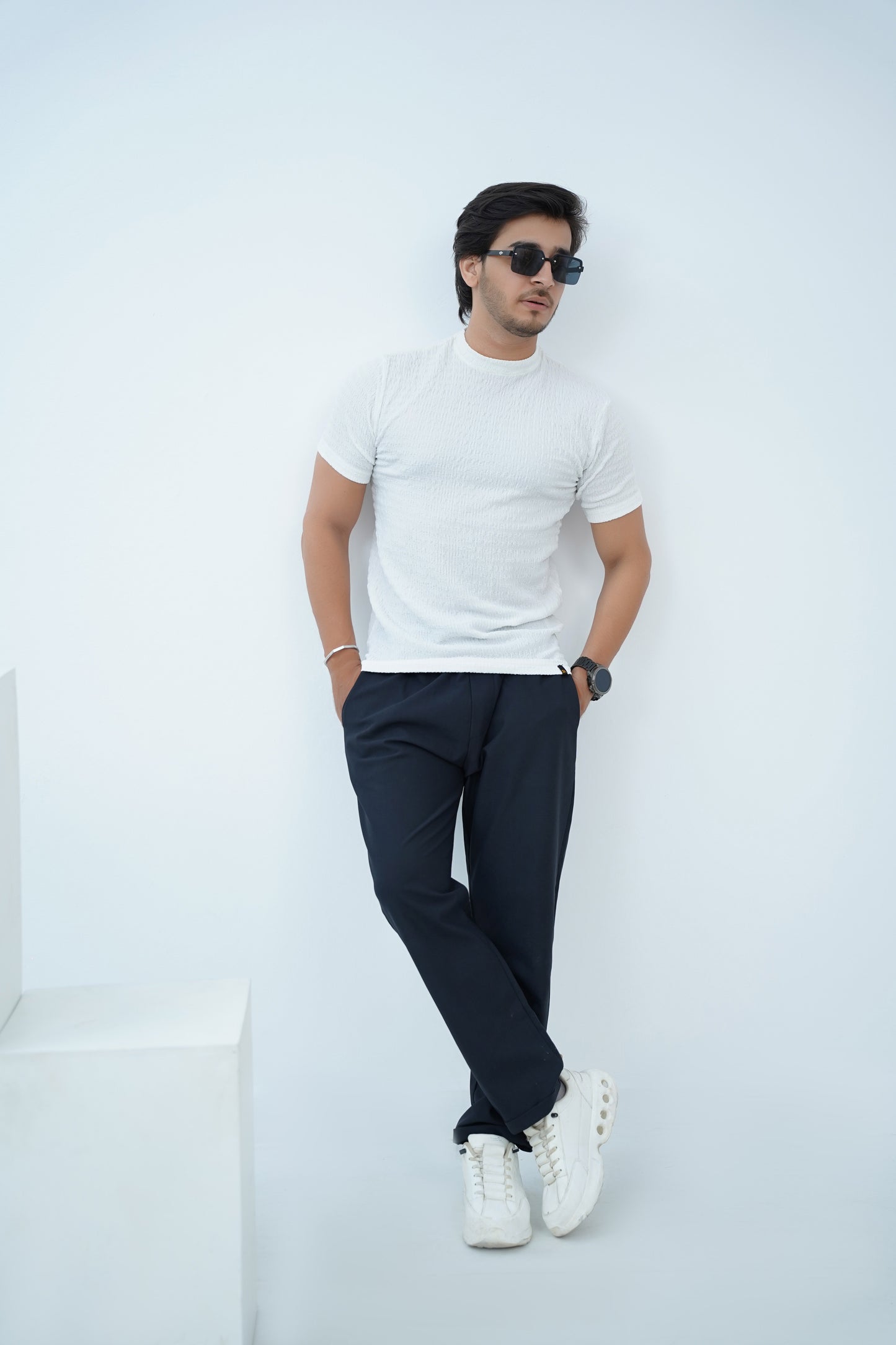 Classic White Textured Tee