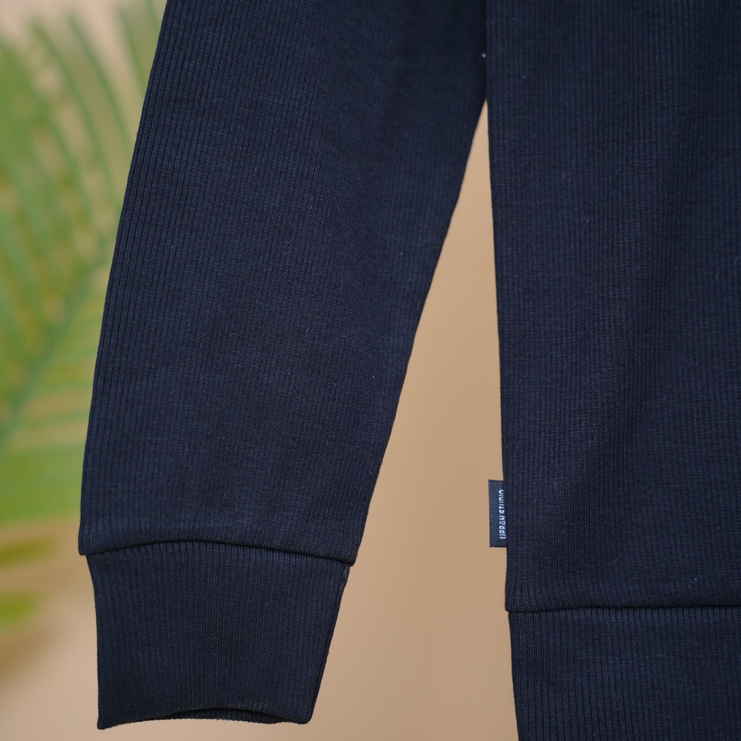 Men's Classic Black Cotton Blend Mock Jumper