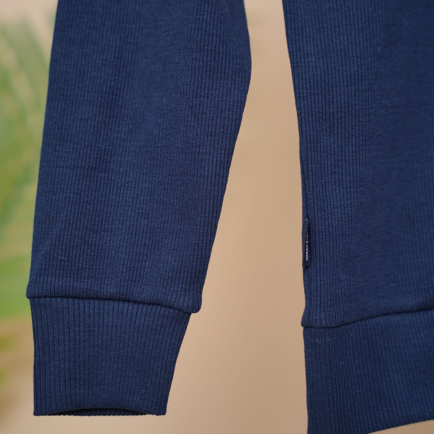 Men's Navy Rib Knit Mock Neck Sweatshirt