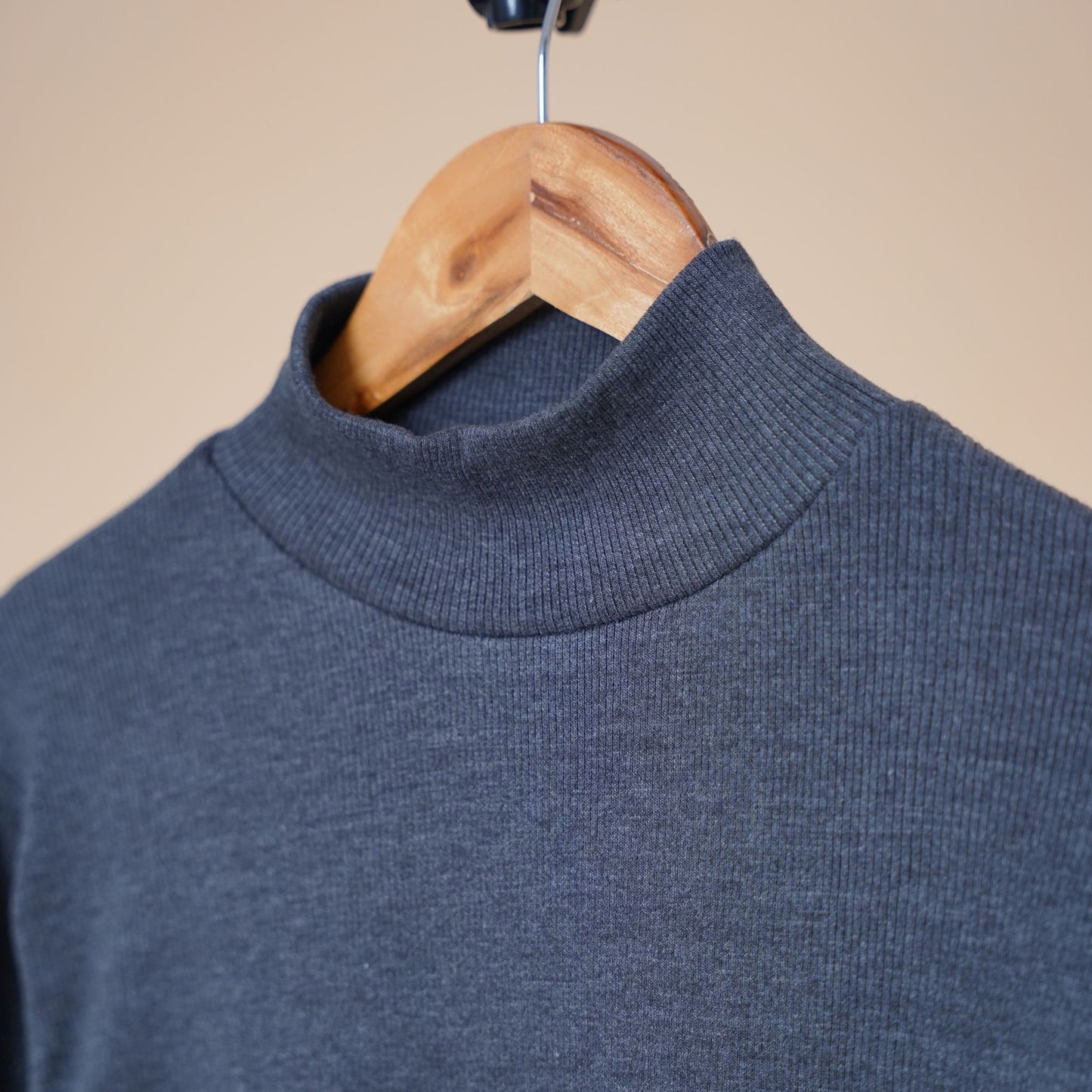 Men's High-Neck Ribbed Cotton Blend Jumper