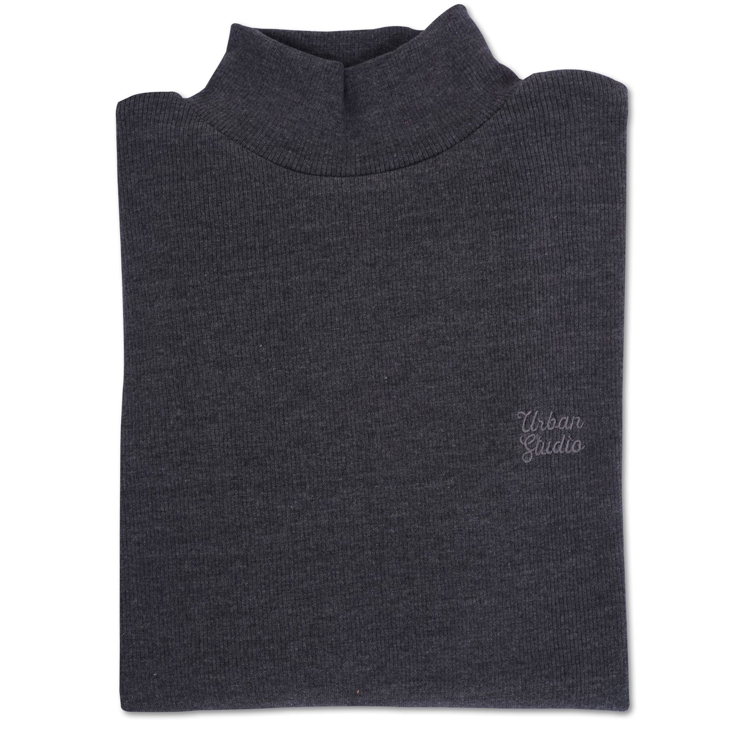 Men's High-Neck Ribbed Cotton Blend Jumper