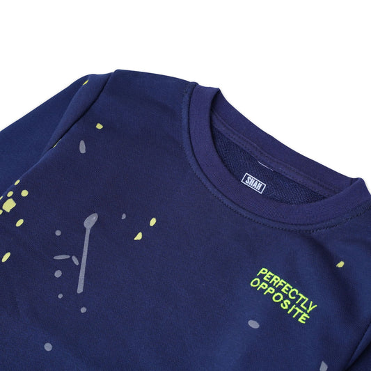 Boy's Electric Navy Printed Sweatshirt